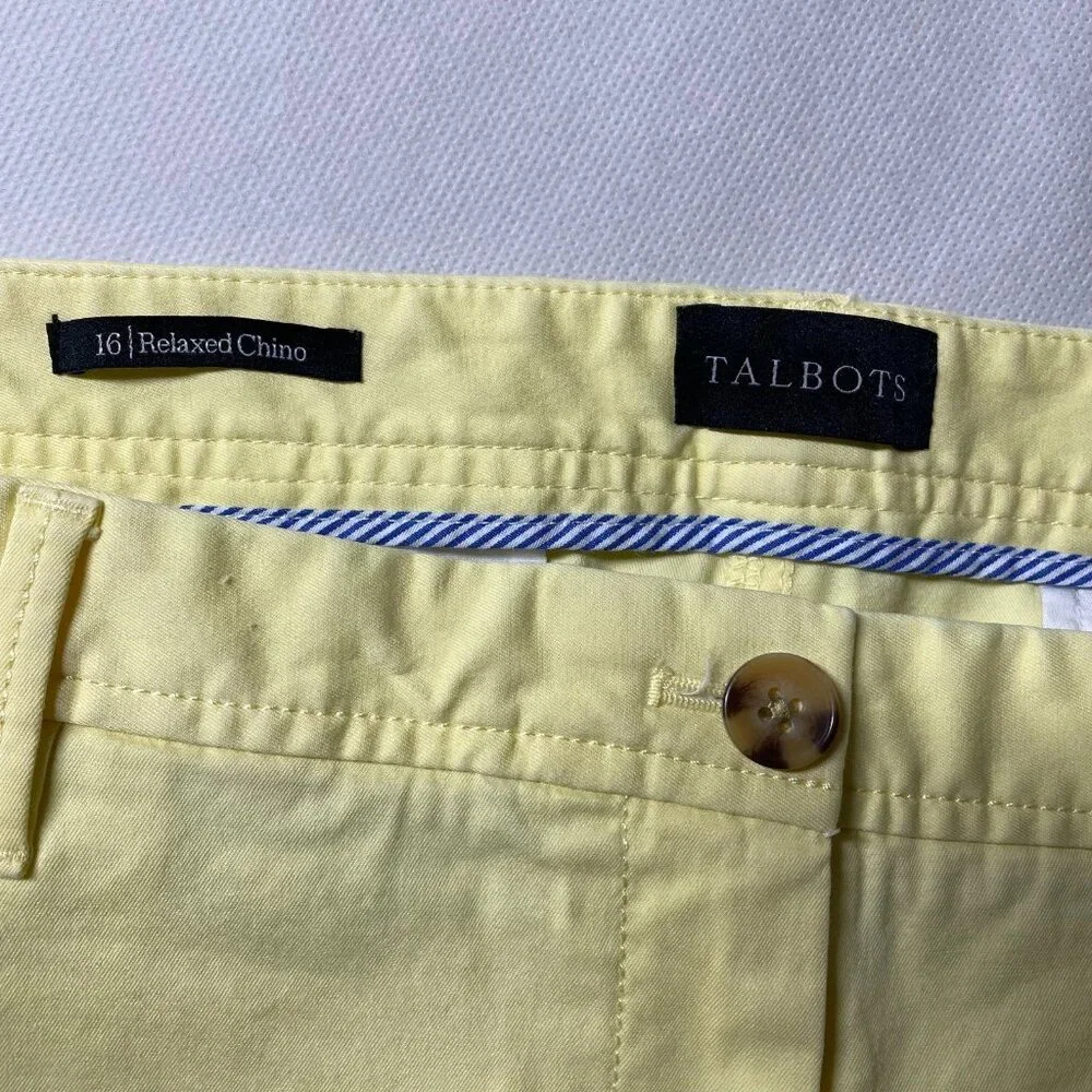 Talbots Womens Neon Yellow Flat Front Straight Leg Relaxed Chino Pants Size 16 - Picture 3 of 10